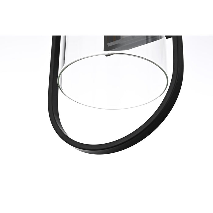 Elegant Lighting Jaxson 1 Light 8" Outdoor Wall Sconce, Black/Clear