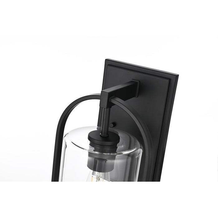 Elegant Lighting Jaxson 1 Light 8" Outdoor Wall Sconce, Black/Clear