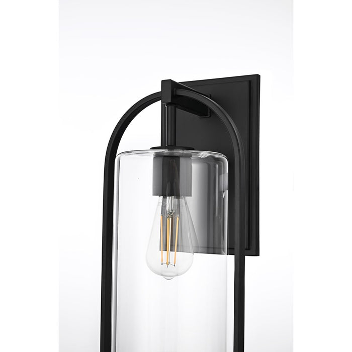 Elegant Lighting Jaxson 1 Light 8" Outdoor Wall Sconce, Black/Clear