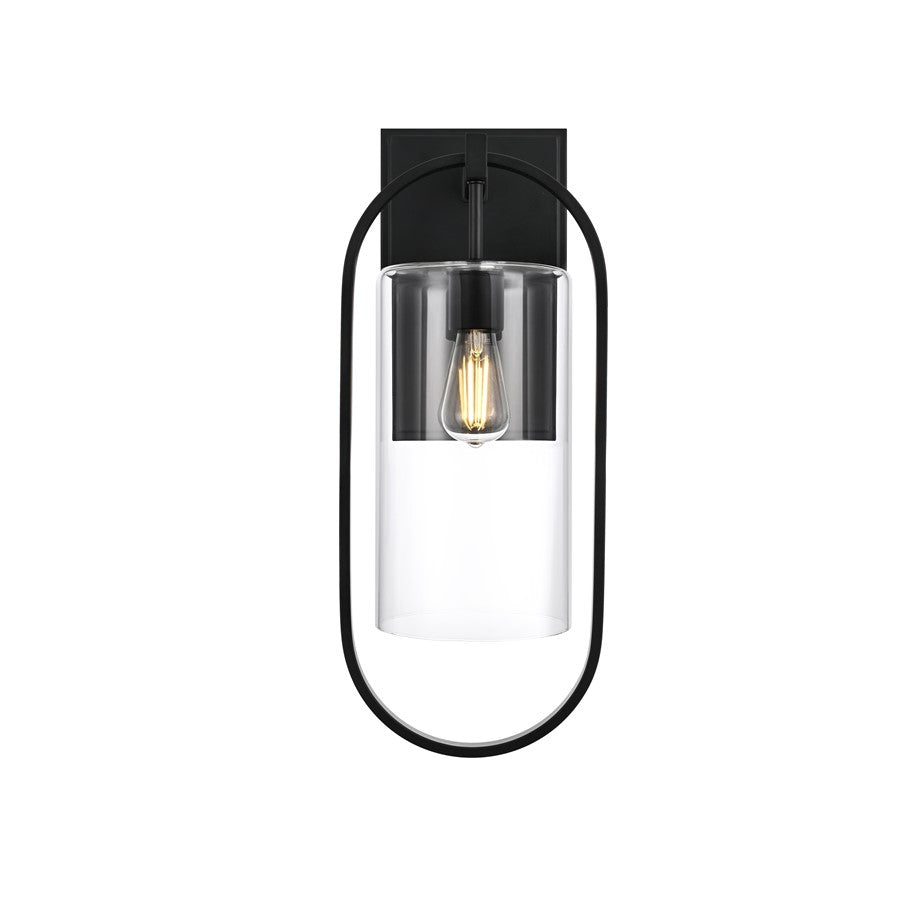 Elegant Lighting Jaxson 1Lt 10" Outdoor Wall sconce, Black/White - OD811W24BK
