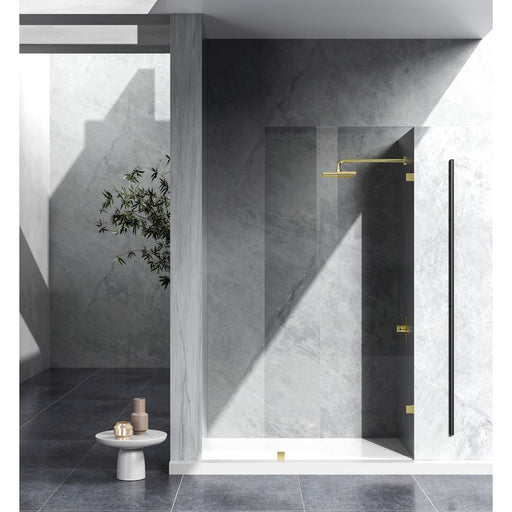 Elegant Laredo Fixed Frameless Shower Door 35X78, Brushed Gold - SD155-3578BGD