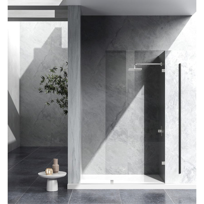 Elegant Laredo Fixed Frameless Shower Door 35X78, Brushed Nickel - SD155-3578BNK