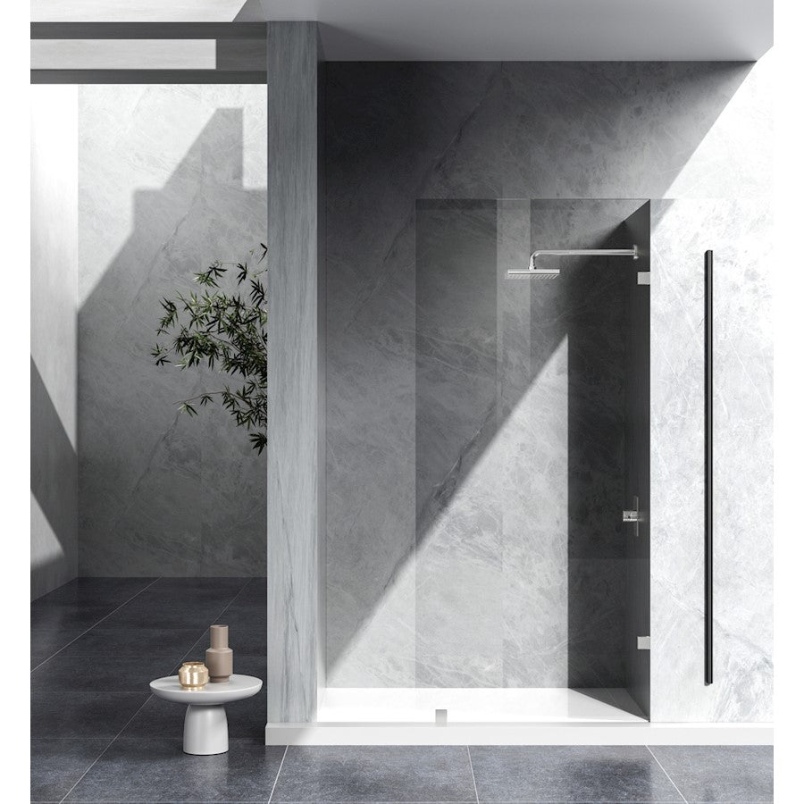 Elegant Laredo Fixed Frameless Shower Door 35X78, Brushed Nickel - SD155-3578BNK