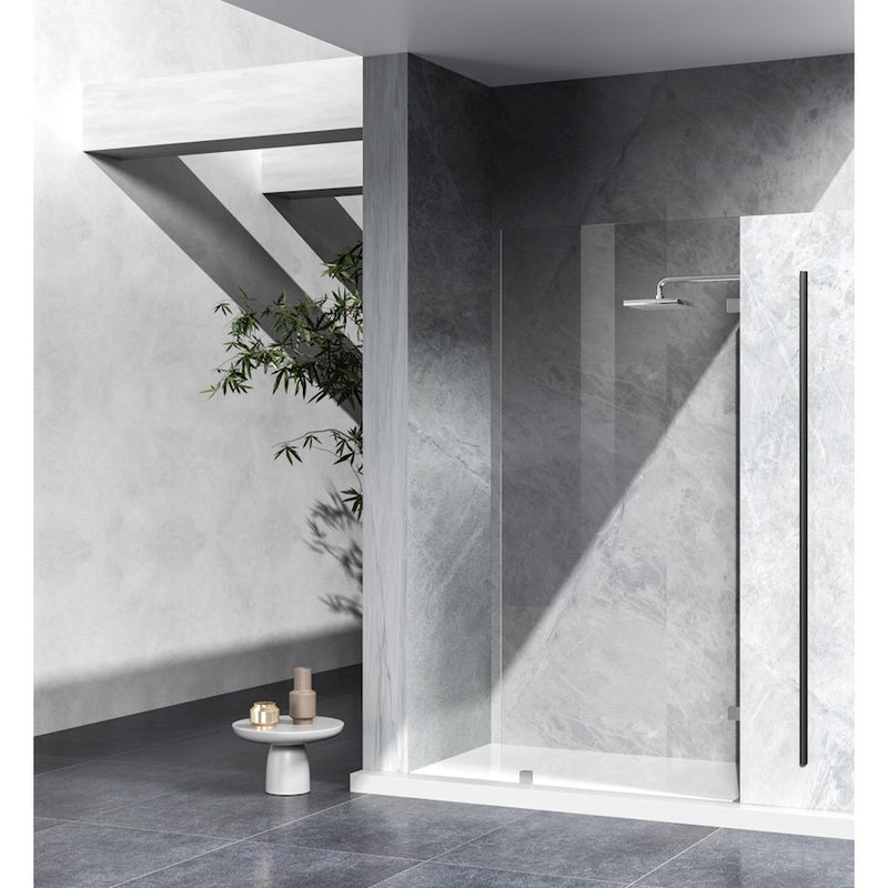 Elegant Laredo Fixed Frameless Shower Door 35X78, Brushed Nickel