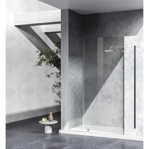 Elegant Laredo Fixed Frameless Shower Door 35X78, Brushed Nickel