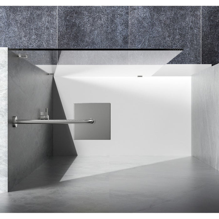 Elegant Laredo Fixed Frameless Shower Door 35X78, Brushed Nickel