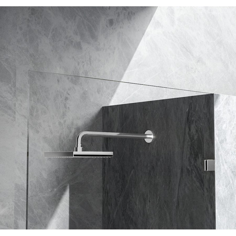 Elegant Laredo Fixed Frameless Shower Door 35X78, Brushed Nickel