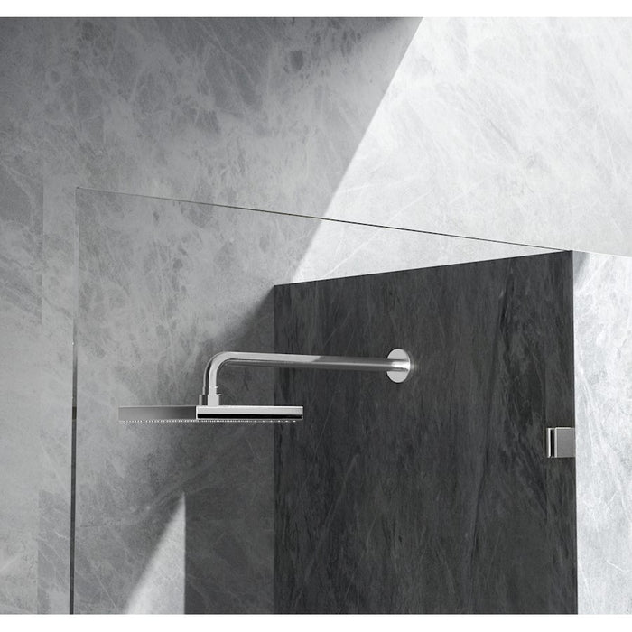 Elegant Laredo Fixed Frameless Shower Door 35X78, Brushed Nickel