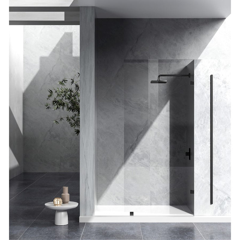 Elegant Laredo Fixed Frameless Shower Door 35X78, Matte Black - SD155-3578MBK
