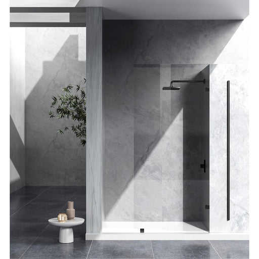 Elegant Laredo Fixed Frameless Shower Door 35X78, Matte Black - SD155-3578MBK