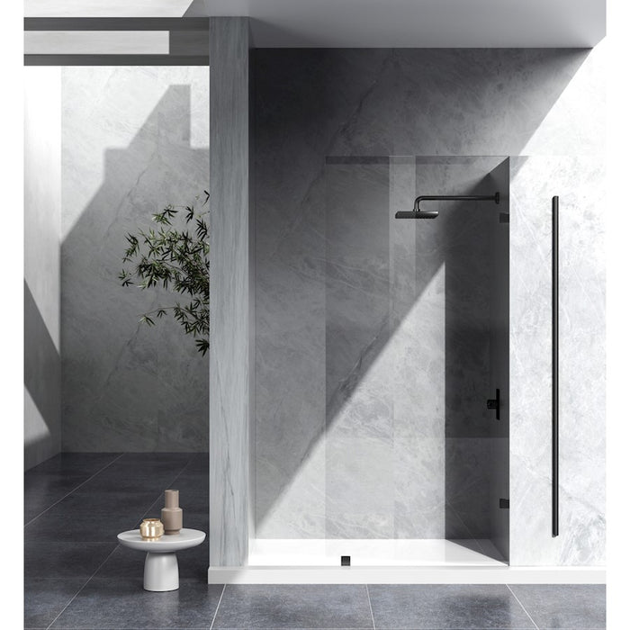 Elegant Laredo Fixed Frameless Shower Door 35X78, Matte Black - SD155-3578MBK