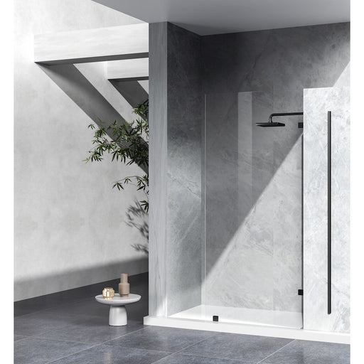 Elegant Laredo Fixed Frameless Shower Door 35X78, Matte Black