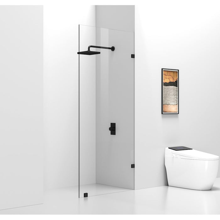 Elegant Laredo Fixed Frameless Shower Door 35X78, Matte Black