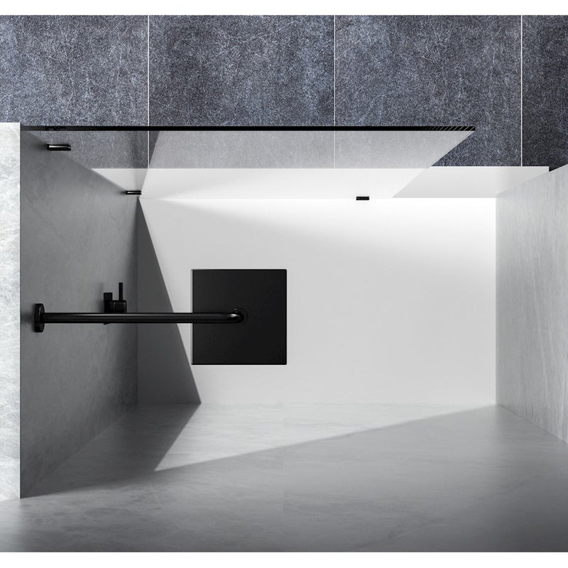 Elegant Laredo Fixed Frameless Shower Door 35X78, Matte Black