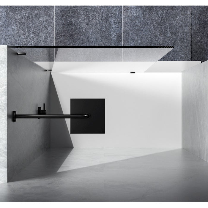 Elegant Laredo Fixed Frameless Shower Door 35X78, Matte Black