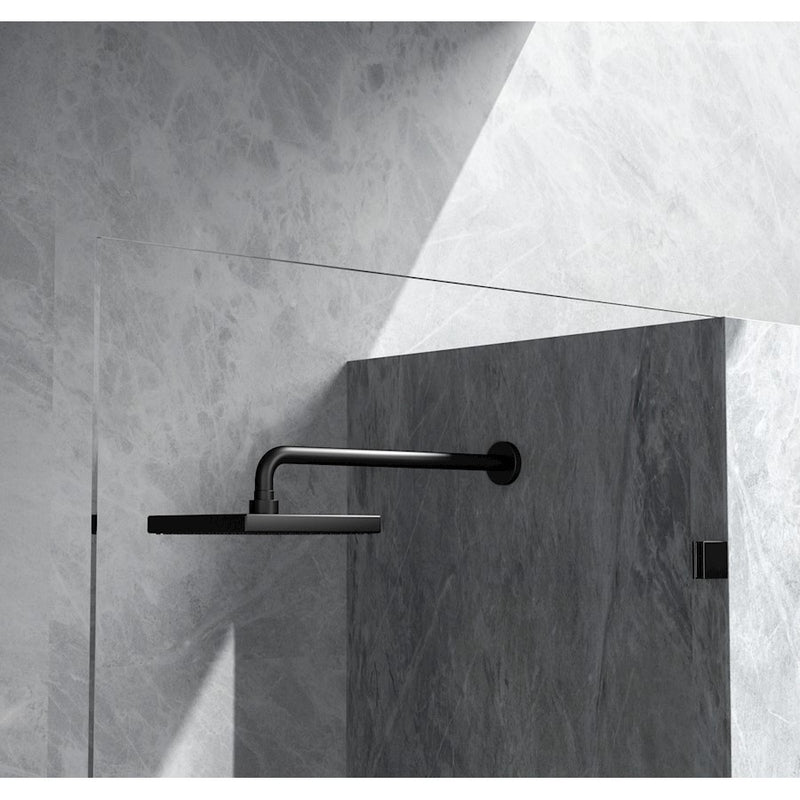 Elegant Laredo Fixed Frameless Shower Door 35X78, Matte Black