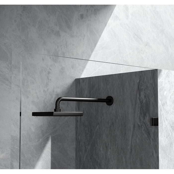 Elegant Laredo Fixed Frameless Shower Door 35X78, Matte Black