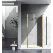 Elegant Melbourne Fixed Framed Shower Door 35X76, Brushed Gold - SD188-3576BGD