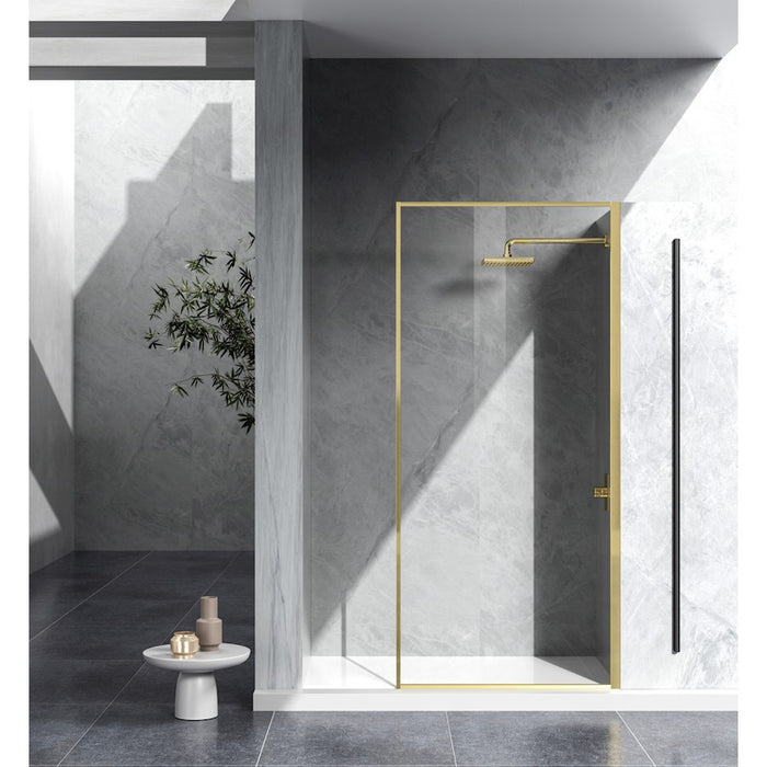 Elegant Melbourne Fixed Framed Shower Door 35X76, Brushed Gold - SD188-3576BGD