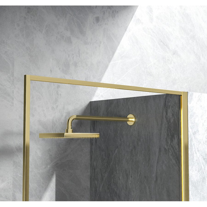 Elegant Melbourne Fixed Framed Shower Door 35X76, Brushed Gold