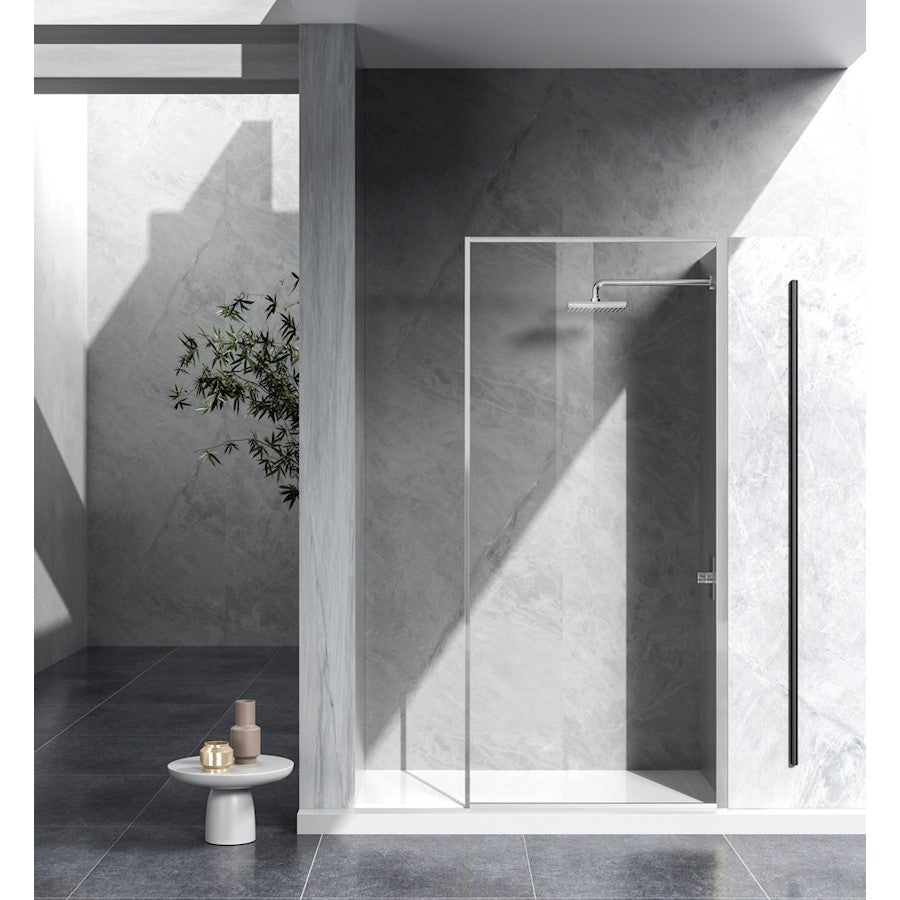 Elegant Melbourne Fixed Framed Shower Door 35X76, Brushed Nickel - SD188-3576BNK