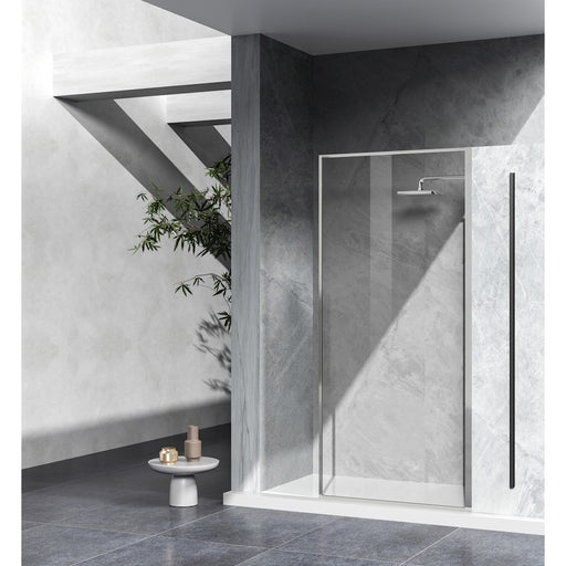Elegant Melbourne Fixed Framed Shower Door 35X76, Brushed Nickel