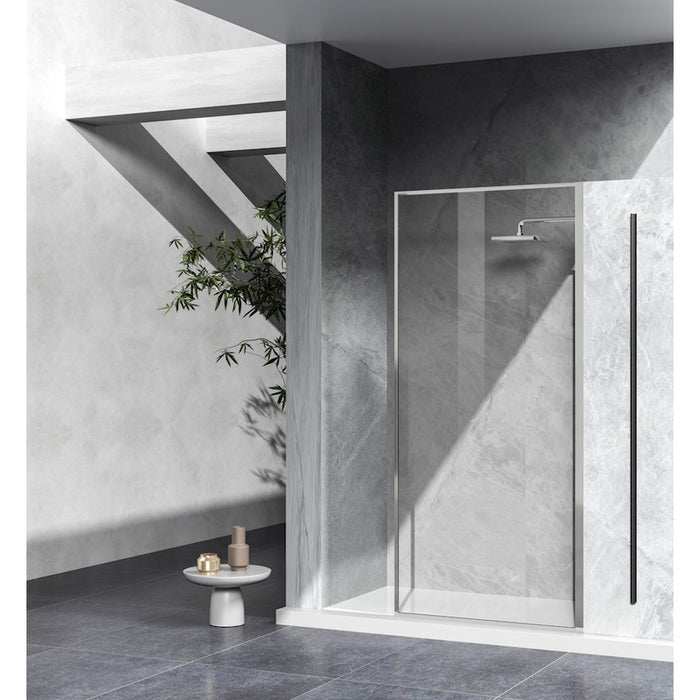 Elegant Melbourne Fixed Framed Shower Door 35X76, Brushed Nickel