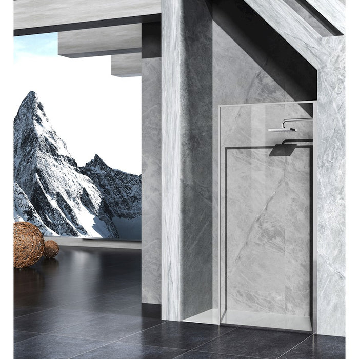 Elegant Melbourne Fixed Framed Shower Door 35X76, Brushed Nickel