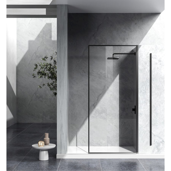 Elegant Melbourne Fixed Framed Shower Door 35X76, Matte Black - SD188-3576MBK