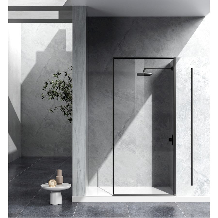 Elegant Melbourne Fixed Framed Shower Door 35X76, Matte Black - SD188-3576MBK