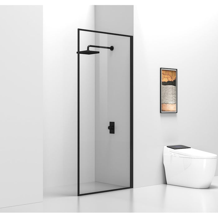 Elegant Melbourne Fixed Framed Shower Door 35X76, Matte Black
