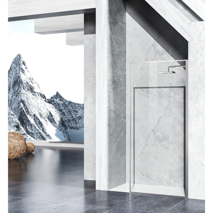 Elegant Melbourne Fixed Framed Shower Door 35X76, Chrome