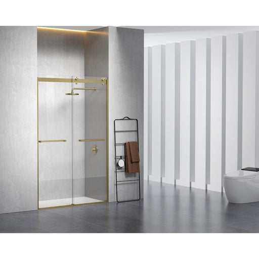 Elegant Hamilton Semi-Frameless Shower Door 48X76, Brushed Gold