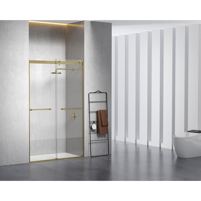 Elegant Hamilton Semi-Frameless Shower Door 48X76, Brushed Gold