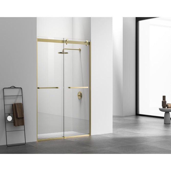 Elegant Hamilton Semi-Frameless Shower Door 48X76, Brushed Gold