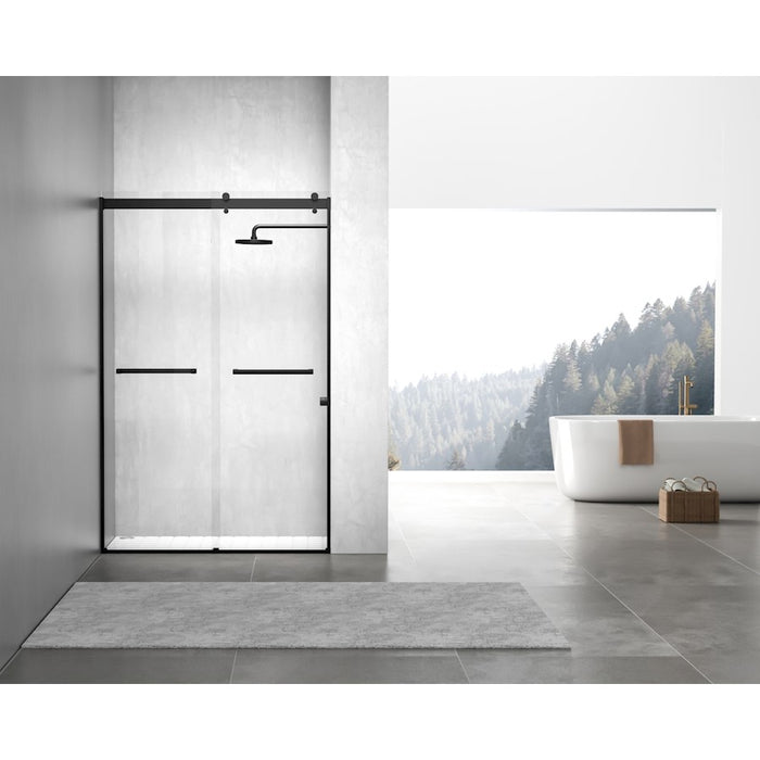 Elegant Hamilton Semi-Frameless Shower Door 48X76, Matte Black - SD202-4876MBK