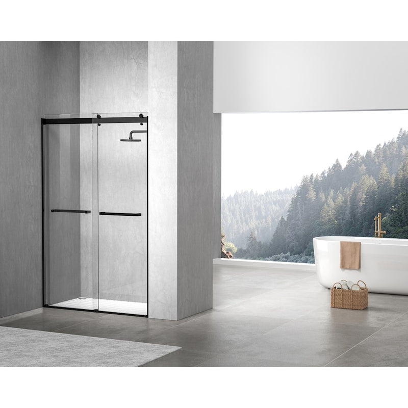 Elegant Hamilton Semi-Frameless Shower Door 48X76, Matte Black