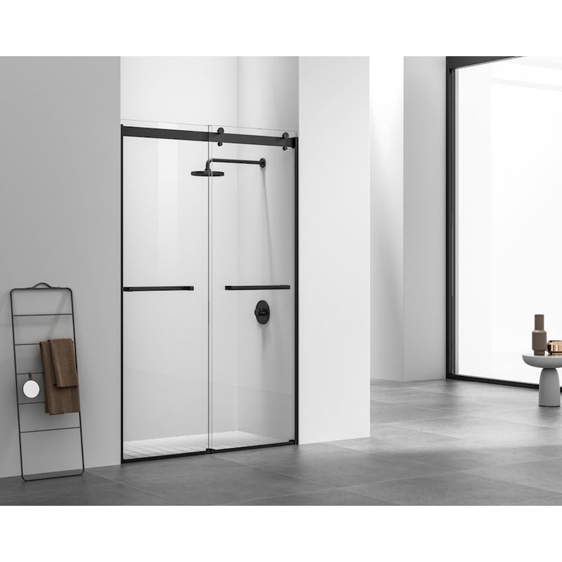 Elegant Hamilton Semi-Frameless Shower Door 48X76, Matte Black
