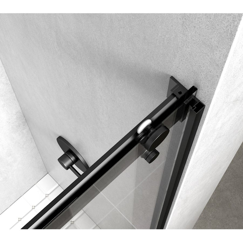 Elegant Hamilton Semi-Frameless Shower Door 48X76, Matte Black