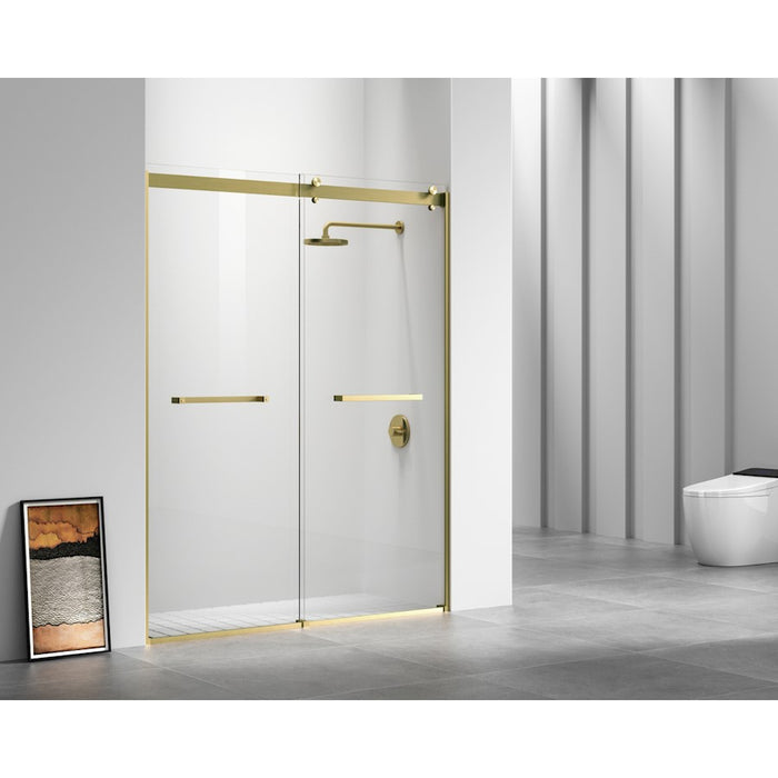 Elegant Hamilton Semi-Frameless Shower Door 60X76, Brushed Gold