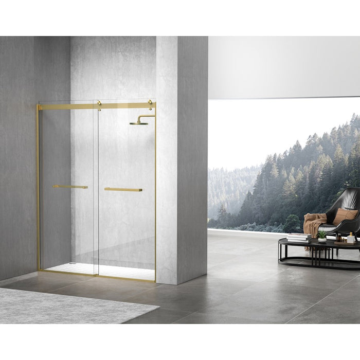 Elegant Hamilton Semi-Frameless Shower Door 60X76, Brushed Gold
