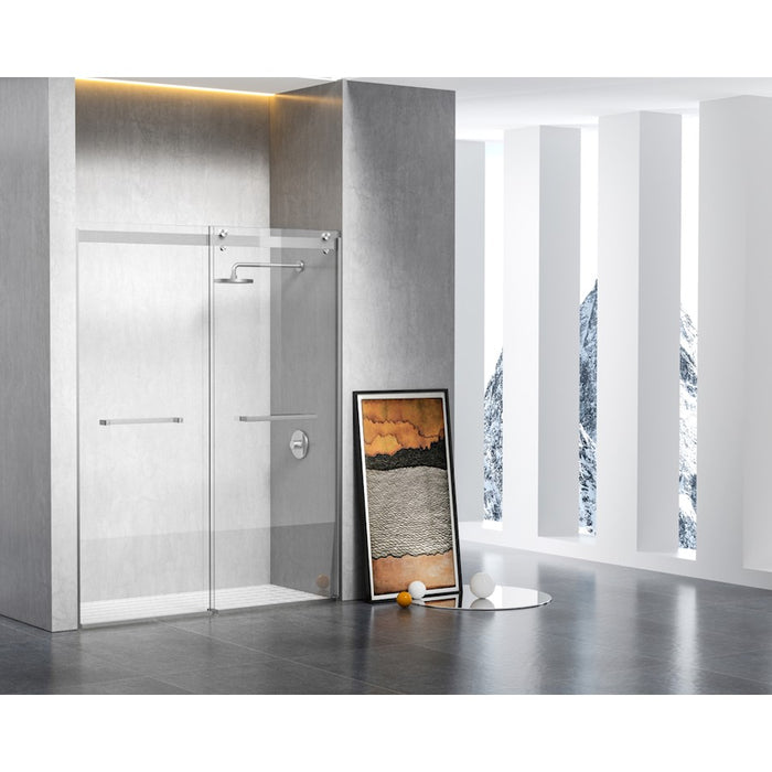 Elegant Hamilton Semi-Frameless Shower Door 60X76, Nickel