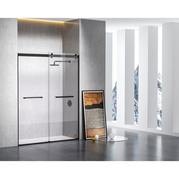 Elegant Hamilton Semi-Frameless Shower Door 60X76, Matte Black