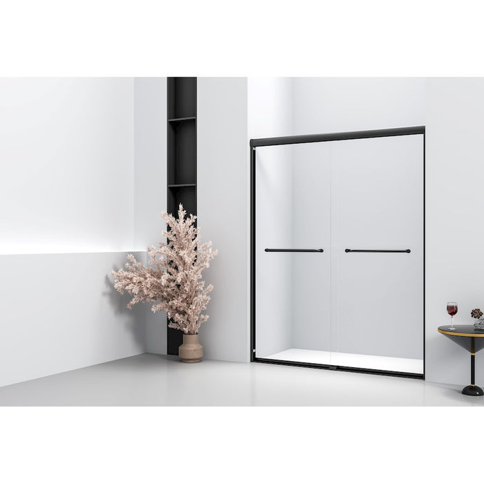 Elegant Parker Semi-Frameless Shower Door 60X72, Brushed Nickel
