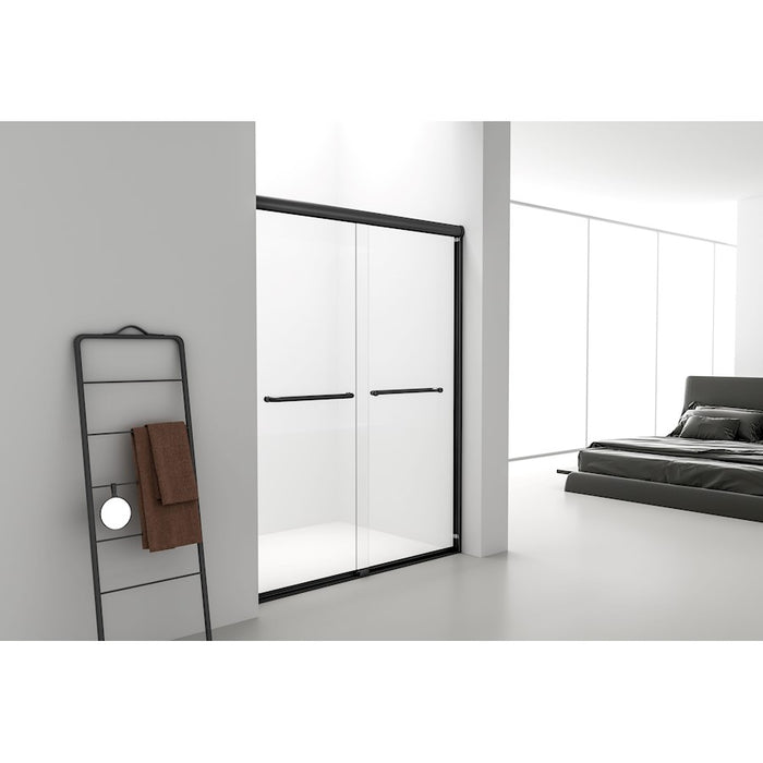 Elegant Parker Semi-Frameless Shower Door 60X72, Brushed Nickel