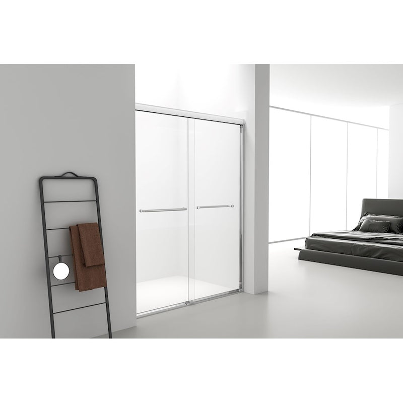 Elegant Parker Semi-Frameless Shower Door 60X72, Matte Black