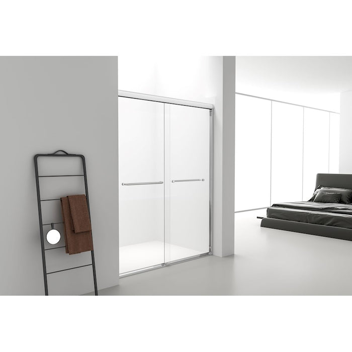 Elegant Parker Semi-Frameless Shower Door 60X72, Matte Black