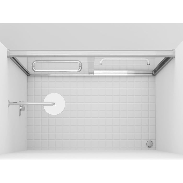 Elegant Parker Semi-Frameless Shower Door 60X72, Polished Chrome