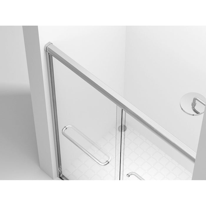 Elegant Parker Semi-Frameless Shower Door 60X72, Polished Chrome