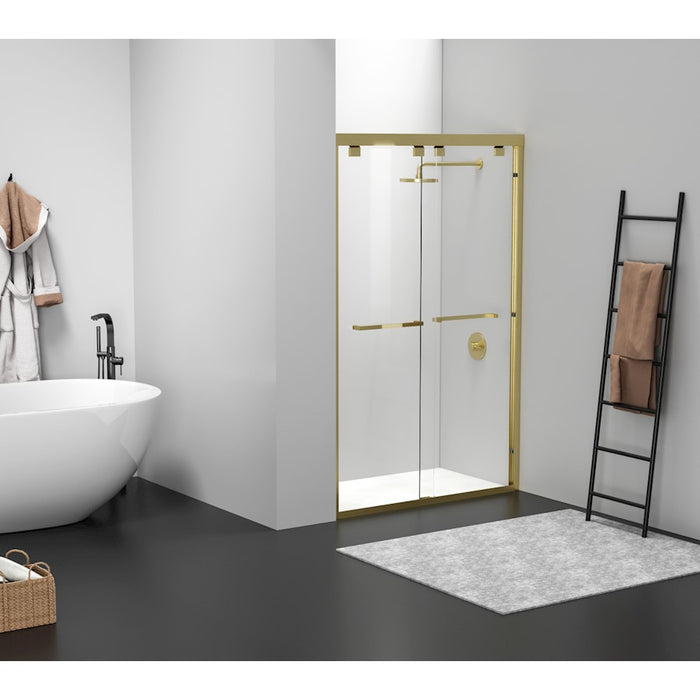 Elegant Warren Semi-Frameless Shower Door 48X76, Brushed Gold